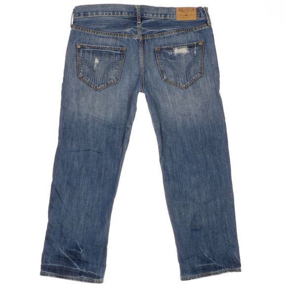 Hollister Cropped Jeans Size 5 Juniors Button Fly Distress Cotton Measure 31x24 - Picture 4 of 10